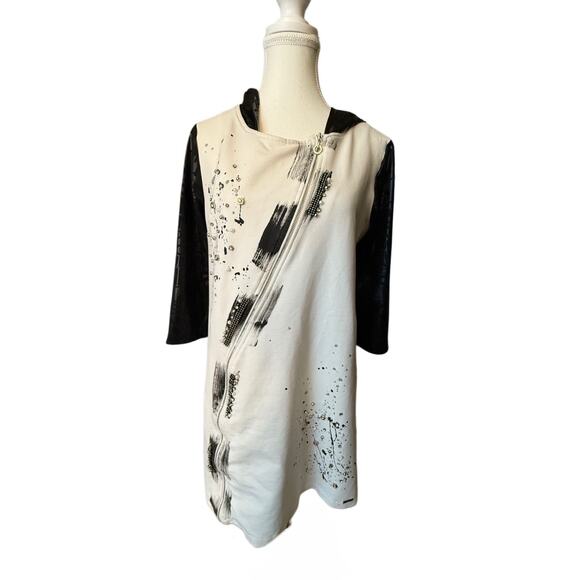 OLYSS NYC‎ Artsy Streetwear Hooded Zip Dress Punk Goth Embellished Edgy Jewels S - Picture 2 of 10